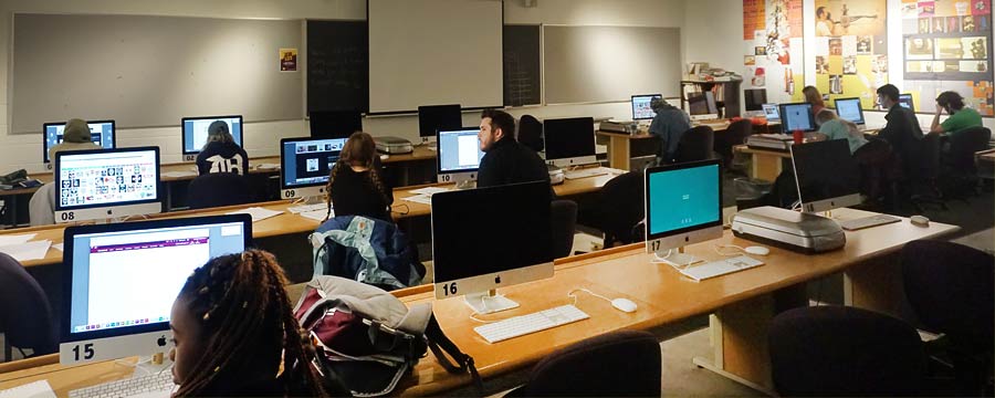 CMU students gathered in one Wightman Halls state of the art computer labs for a graphic design class held at Central Michigan University.