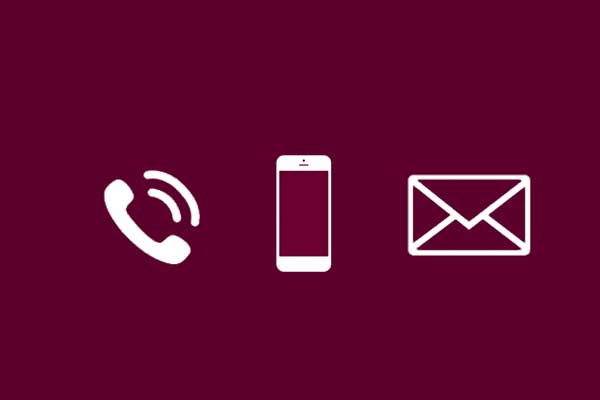 Phone, Text, and Email icons