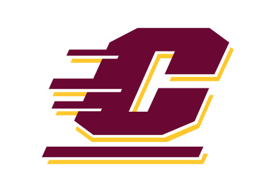 Central Michigan University Action C in maroon with a gold drop shadow against a white background.