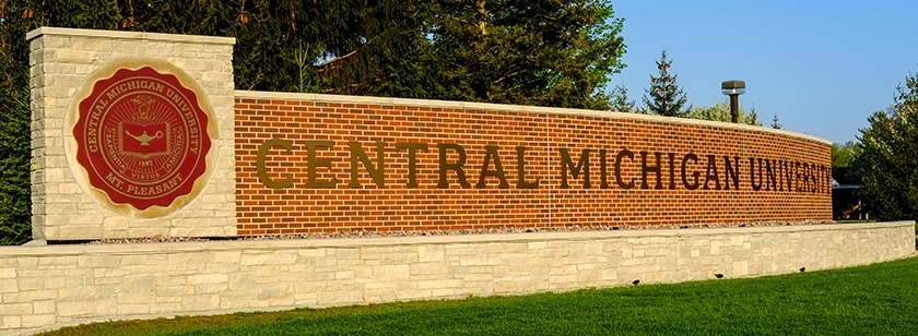 The large Central Michigan University brick sign.