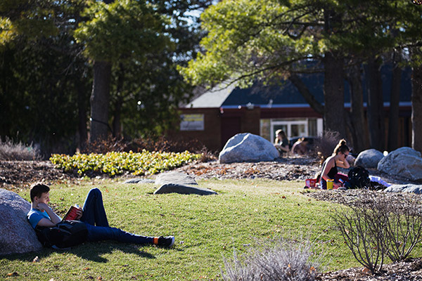 Students relaxing on campus
