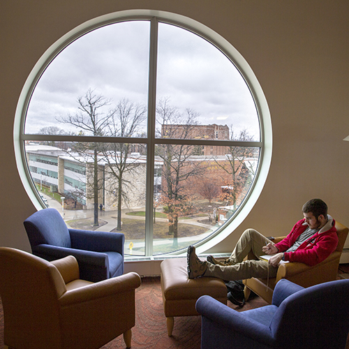 Student studying in Park Library