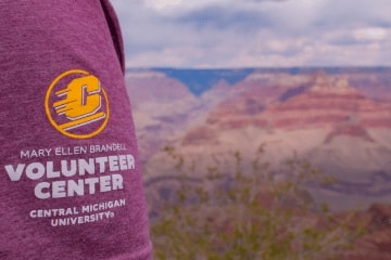 The sleeve of the volunteer center shirt at the Grand Canyon.