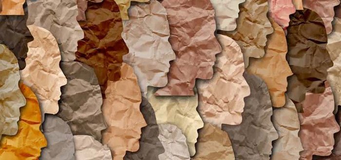 Images of paper faces in different colors