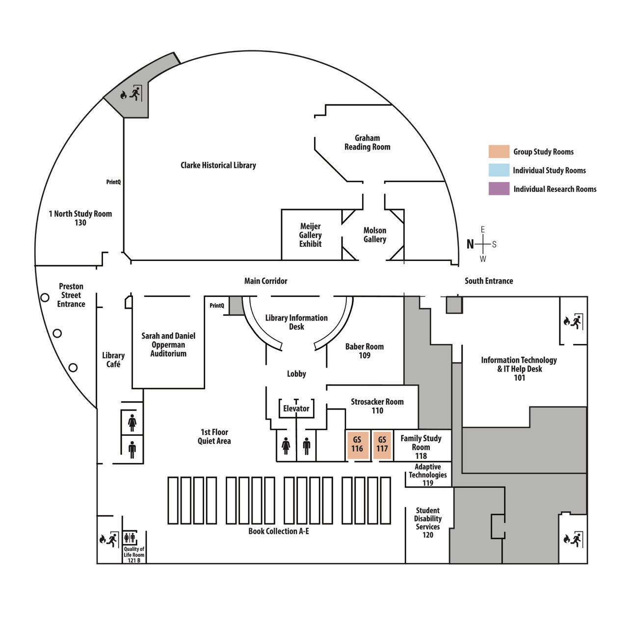1st Floor Large Floor Plan for the 1st floor of the library