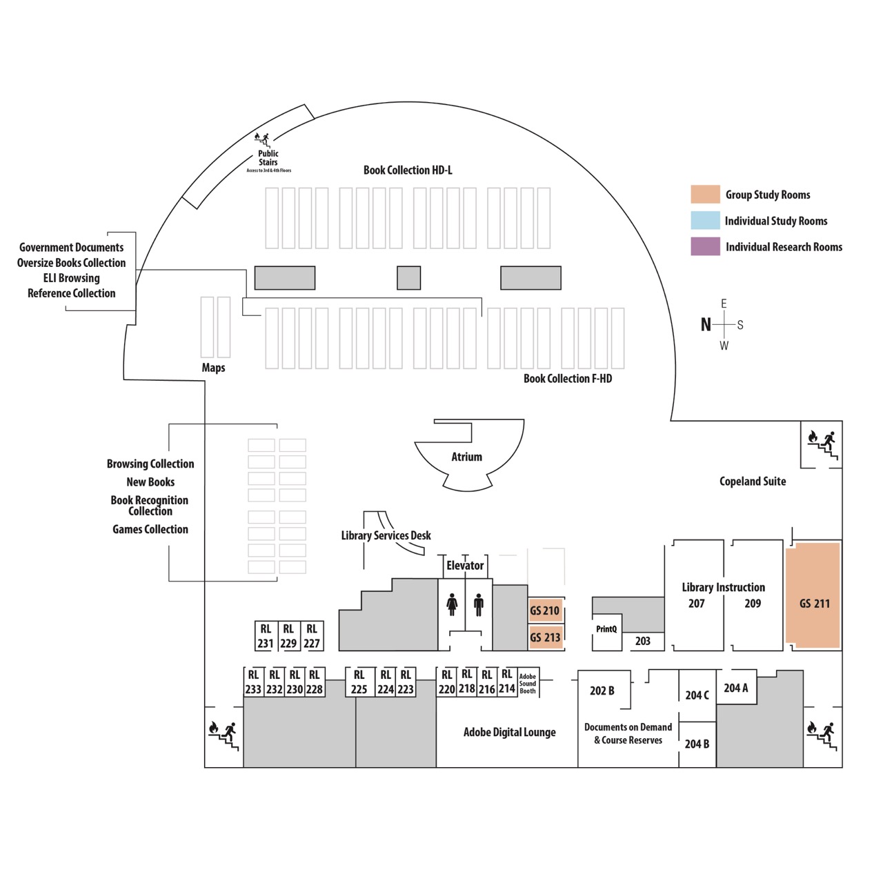 2ndFloor Large Floor Plan for the 2nd floor of the library