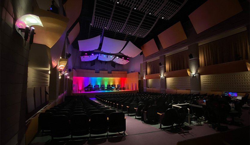 A picture of Staples Family Concert Hall in the Music Building at Central Michigan University