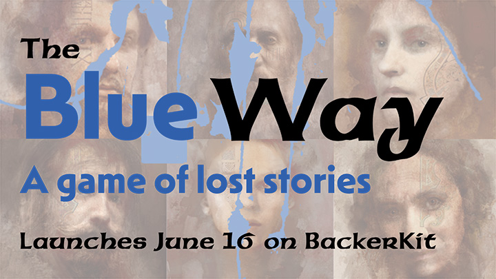 20260417_Blue_Way_game_launch_banner_720x405 Collage of closeup images of six different people with serious expressions and the words The Blue Way: A game of lost stories