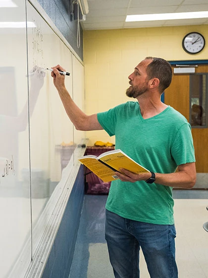 Philosophy professor in classroom