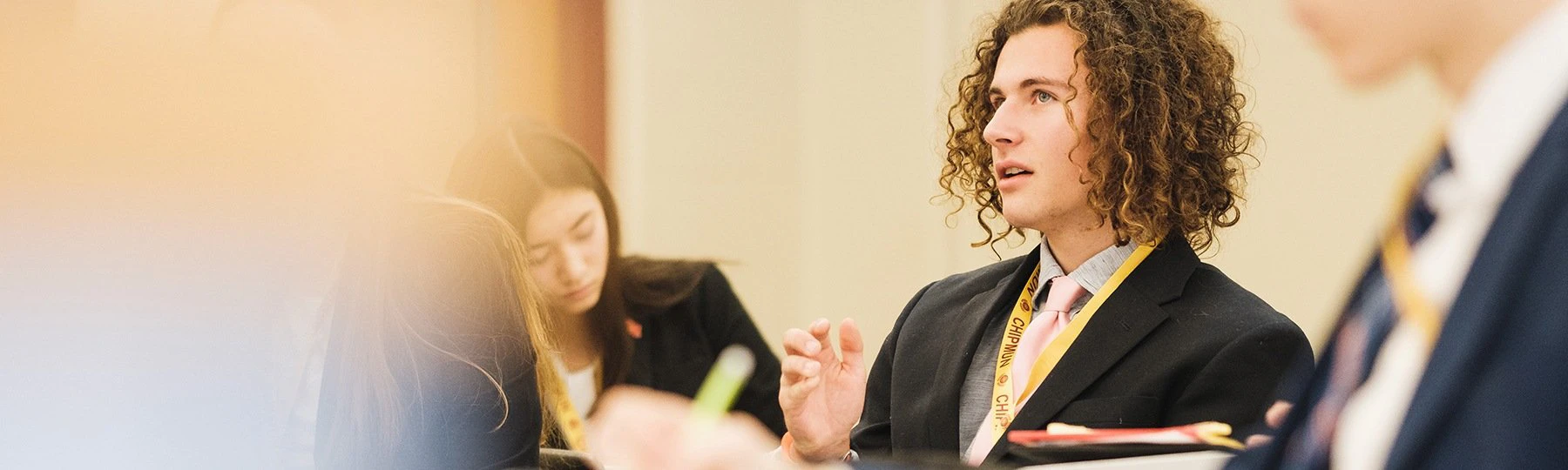 Model UN participants in conversation