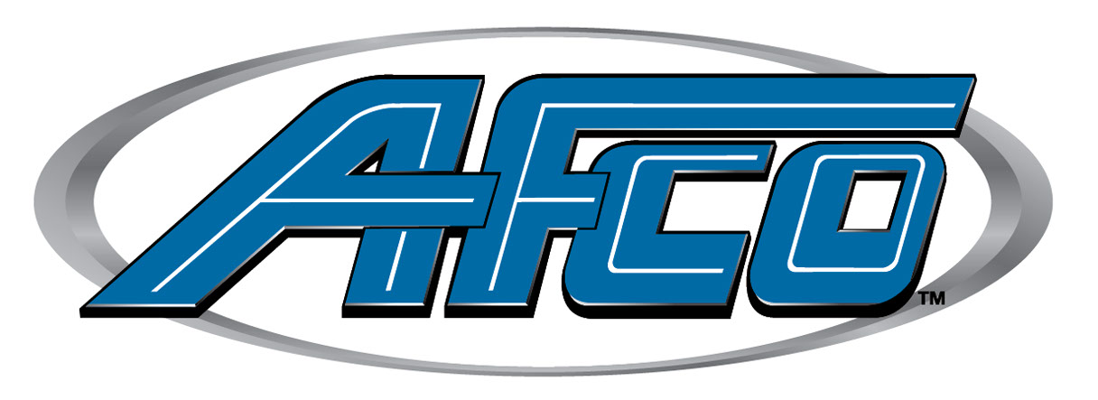 A blue and black logo for AFCO.