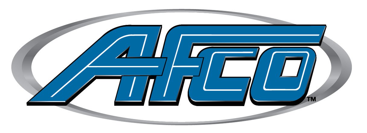 A blue and black logo for AFCO.