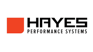 A black and orange logo for Hayes Performance Systems.