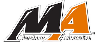 A black and orange logo for Merchant Automotive.