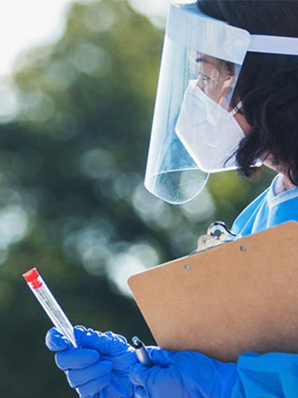 Health professions student at vaccination clinic