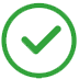 Green checkmark within a green circle to indicate that the system, software, or hardware are working as they should.