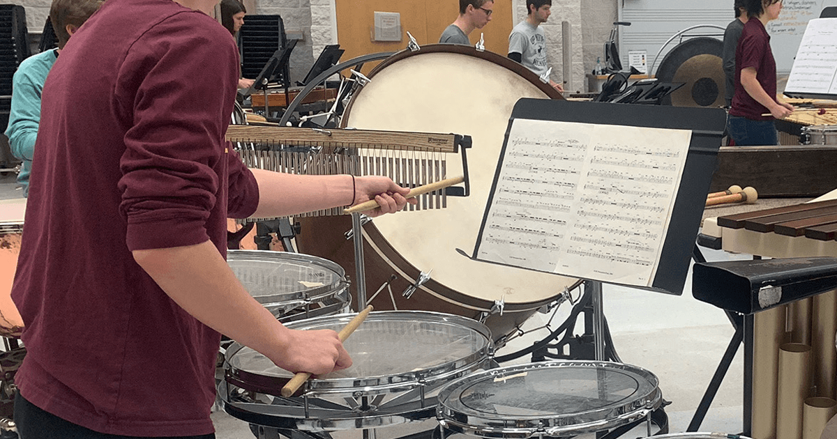 Prepping for a percussion performance Central Michigan University