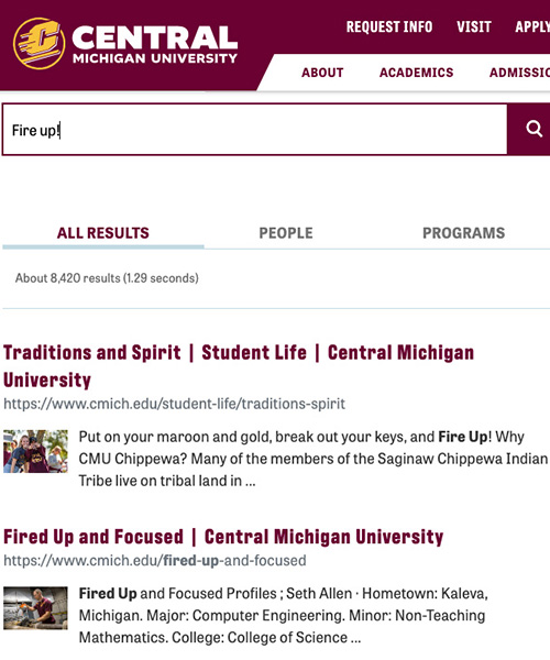 Site search powered by Google coming to cmich.edu Central Michigan