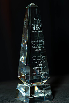 Crystal trophy set on a black table