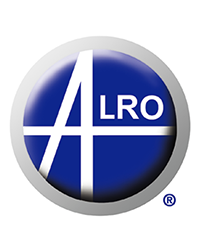 Logo of Alro, blue circle with white text.