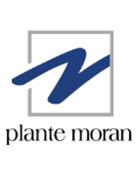 Logo of Plante Moran, blue, gray and black text against a white background.