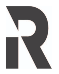 A black and white logo for the company Rehmann, which is a letter R.